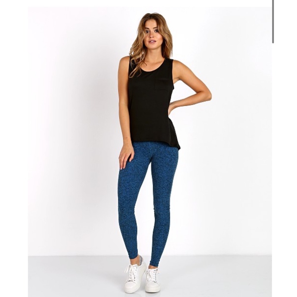 Beyond Yoga Spacedye Heathered Tidal Blue Mid Rise Leggings Athleisure Size M